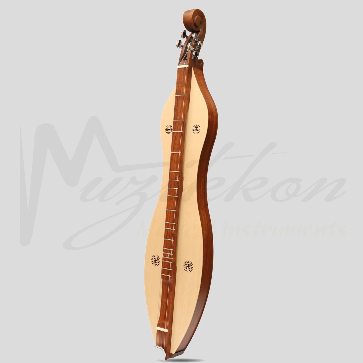 Muzikkon Mountain Dulcimer 4 Strings Knotwork Scroll R-W Silver Gear