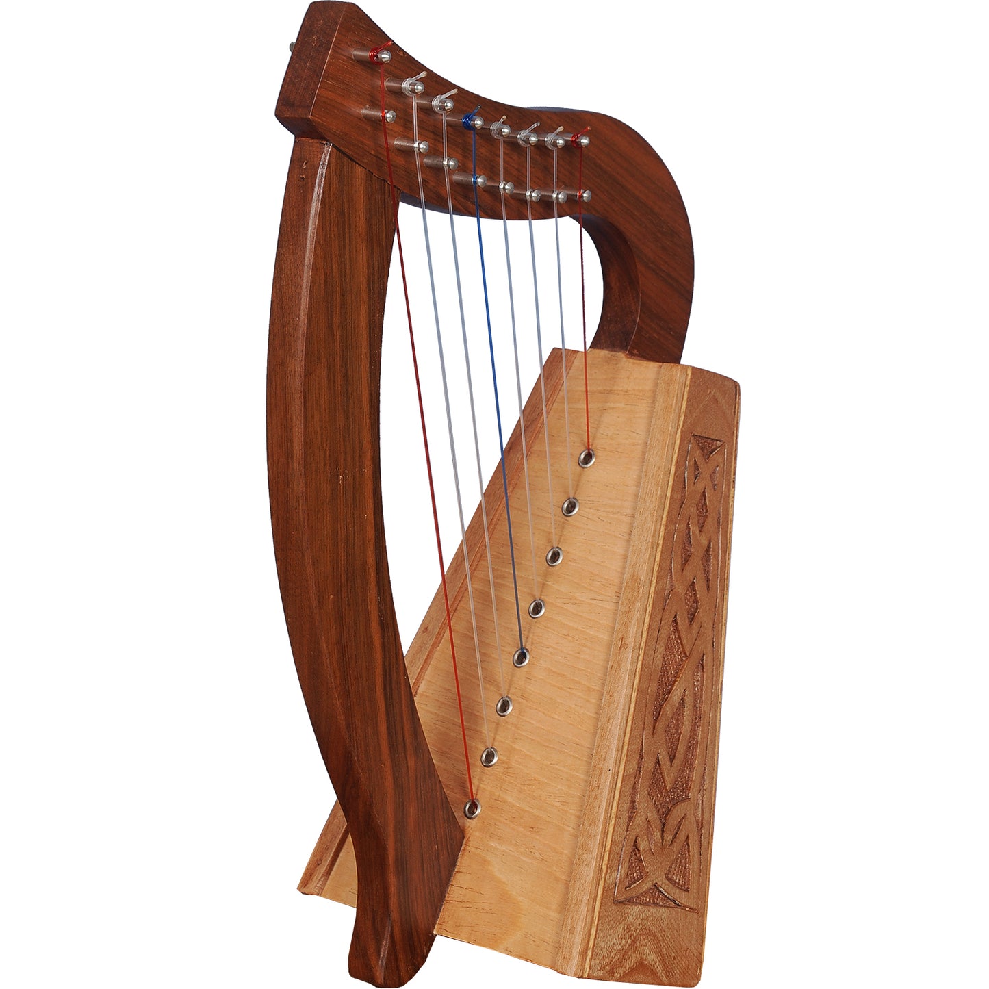 Muzikkon O'Carolan Harp, 8 Strings Walnut Knotwork