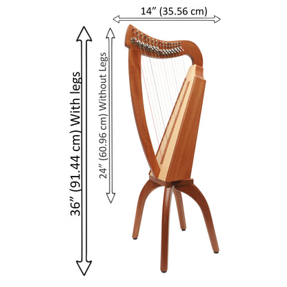 Muzikkon 15 String Trinity Cèilidh Harp Mahogany