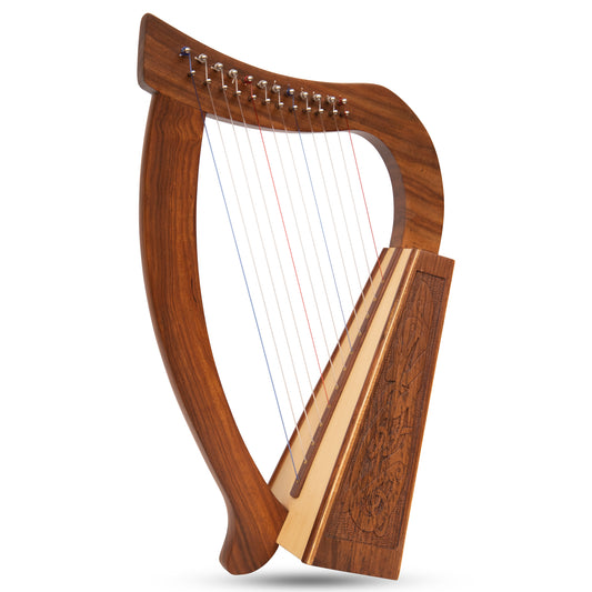 O'Carolan Harfe 12 Saiten Palisander Keltischer Drache