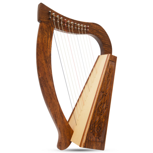 O'Carolan Harfe 12 Saiten Palisander Keltischer Drache