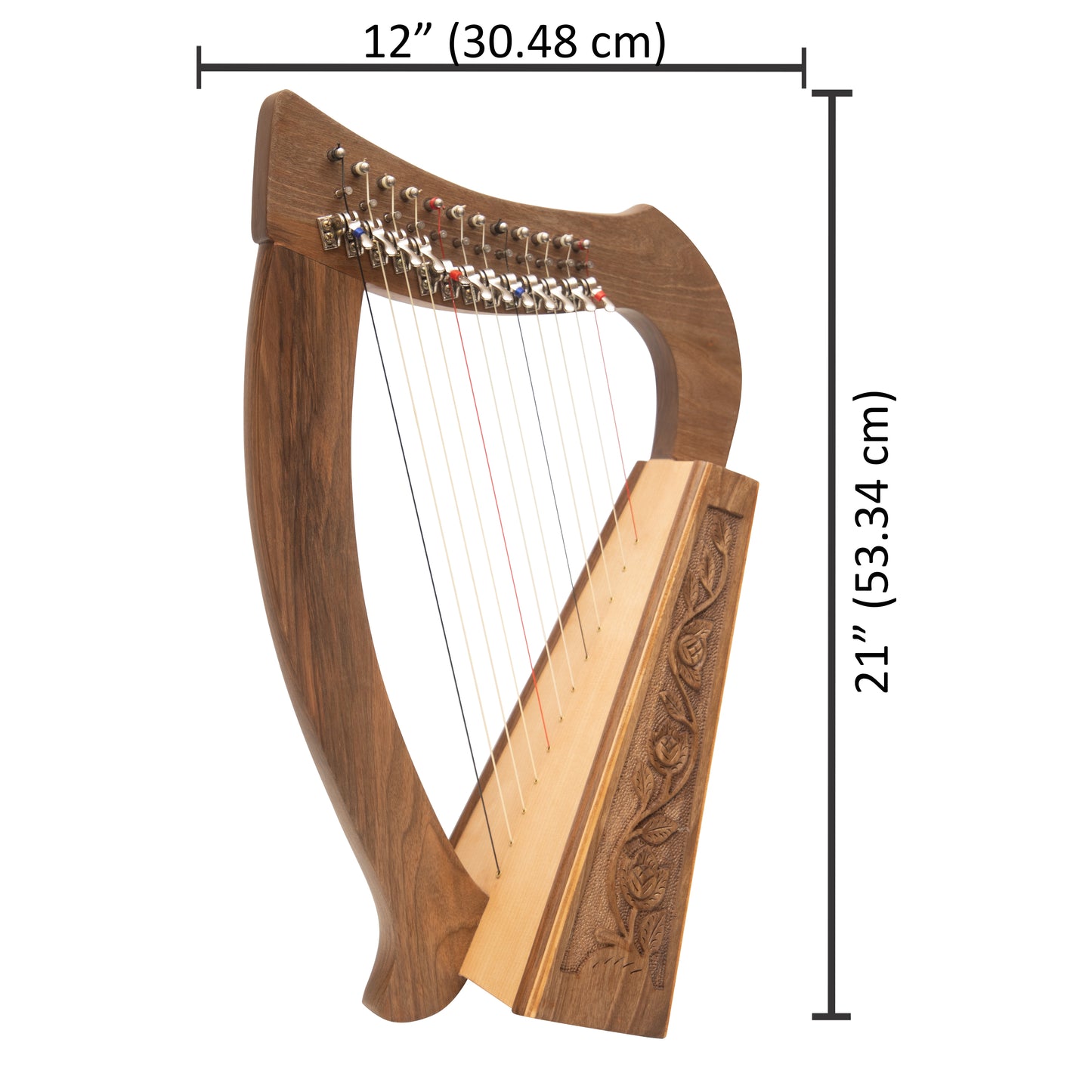 O'Carolan Harp, 12 Strings Walnut With Sharpening Levers