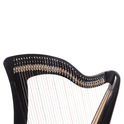Mchugh Harp 38 Strings Walnut Wood Coloured Black Round Back