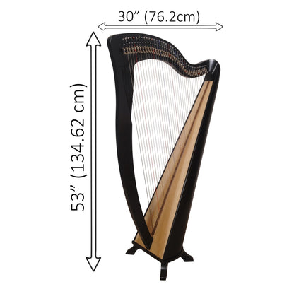 Mchugh Harp 38 Strings Walnut Wood Coloured Black Round Back Muzikkon