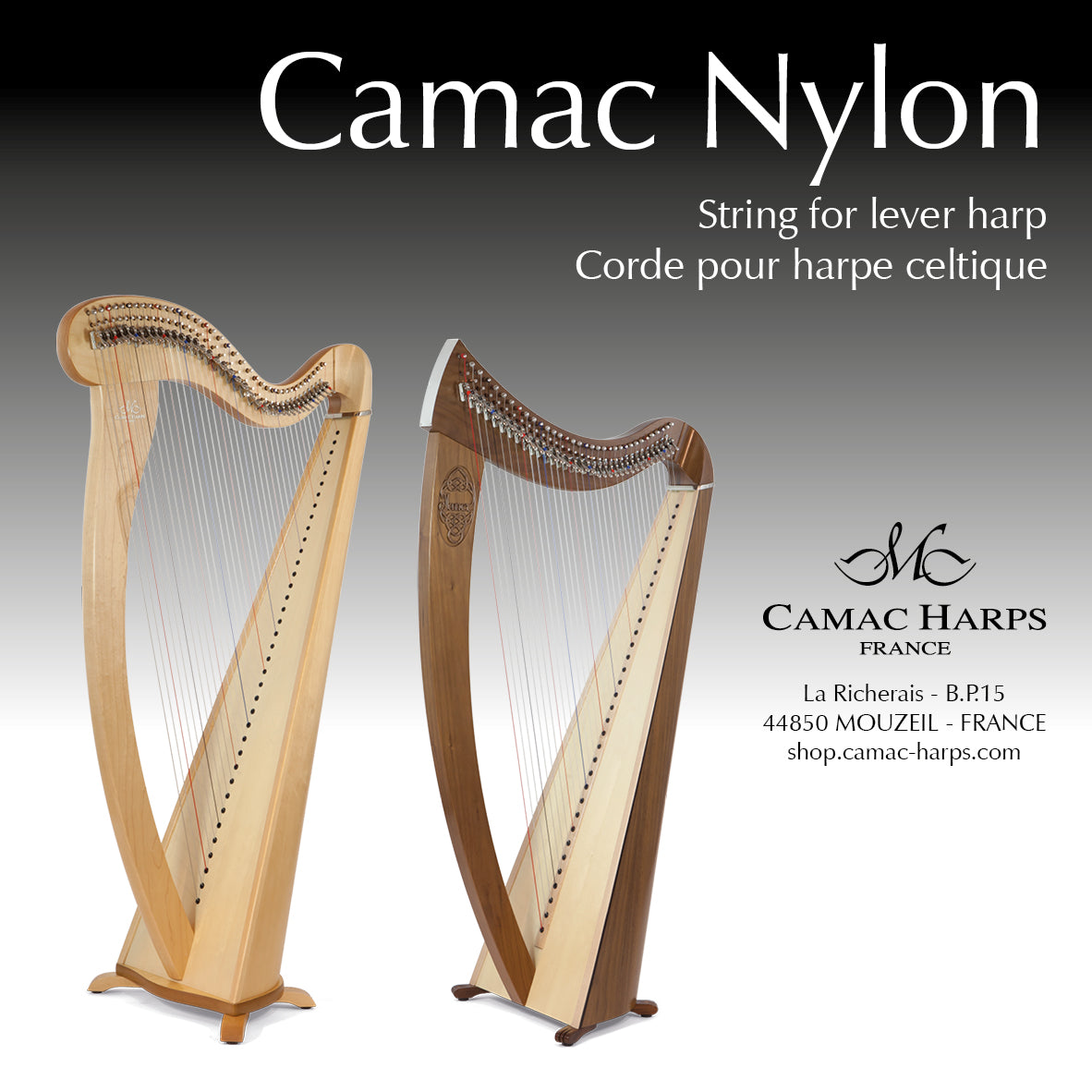 Corda Camac in nylon per arpa celtica a leva - 2 ott corda singola